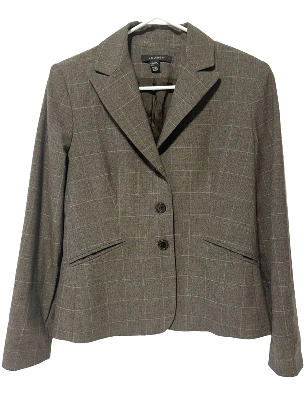 LOUBEN Brown Plaid Blazer Preppy Academia Workwear Tailored Jacket